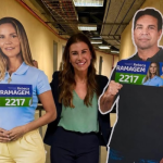 PL leva ‘Ramagens de papelão’ a ato de Flávio Bolsonaro e Douglas Ruas no Maracanãzinho