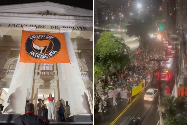 Estudantes da UFF, em Niterói, iniciaram onda de mobilizações populares pró-Lula; alunos de Direito hastearam bandeira antifascista um dia após primeiro turno