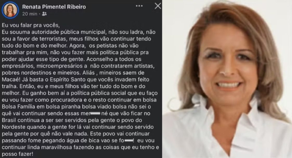 Procuradora de Macaé que fez post contra nordestinos e mineiros é afastada por 30 dias e será investigada