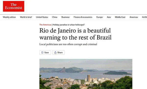 Crise política do estado do Rio repercute na revista britânica The Economist: ‘Selva urbana de crime e corrupção’